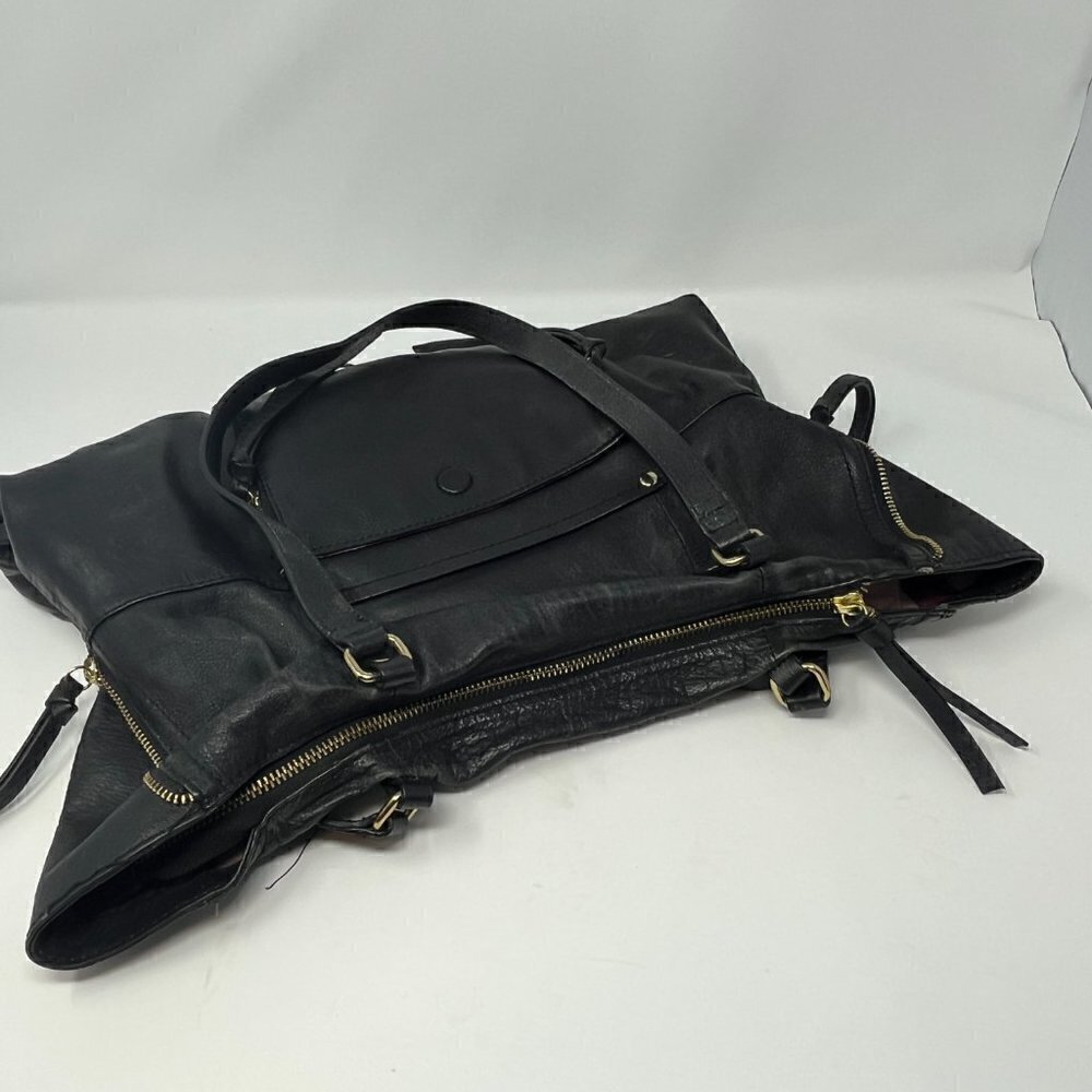 Kooba Everette tote shoulder bag black leather gold hardware women - Picture 8 of 15